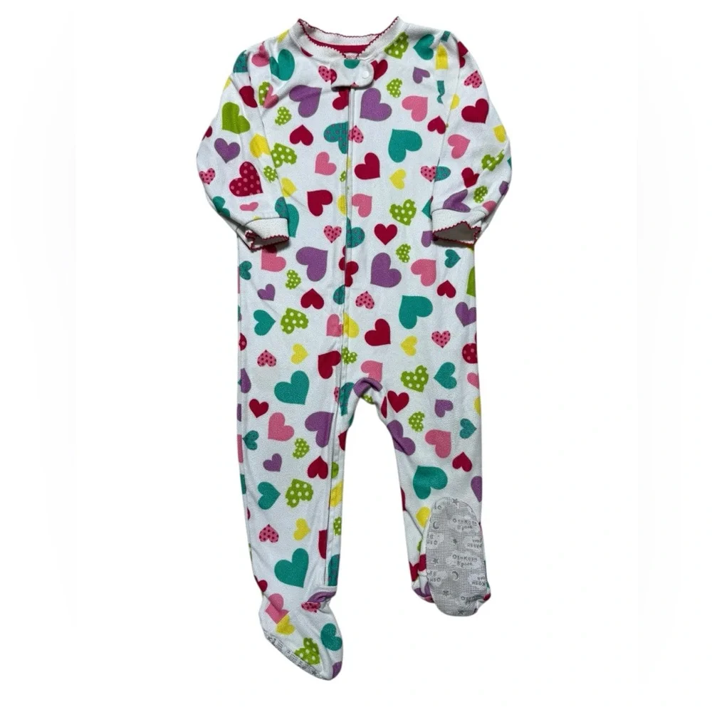 OshKosh B'gosh | Toddler Baby Girl Rainbow Hearts Footed Pajama | 18M